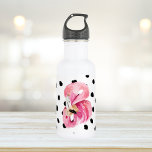 Garrafa Flamingo e pontos cor-de-água rosa moderna<br><div class="desc">Flamingo e pontos cor-de-água rosa moderna</div>