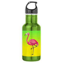 Garrafa Flamingo Rosa em Estilo Cartoon