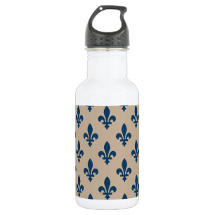Garrafa Fleur de Lis Pattern, Royal French Blue em Creme