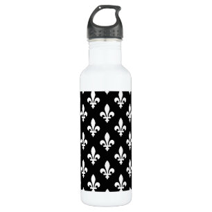 Garrafa Fleur de Lis Pattern, Royal French, branco a preto