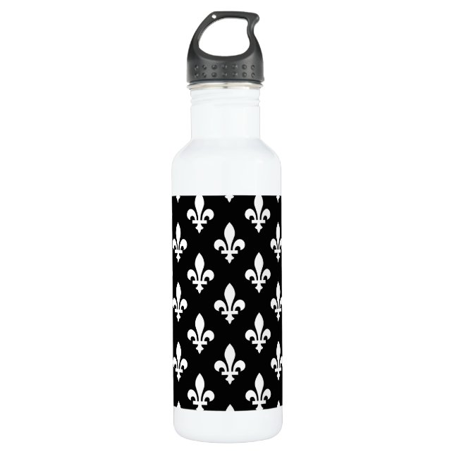 Garrafa Fleur de Lis Pattern, Royal French, branco a preto (Frente)