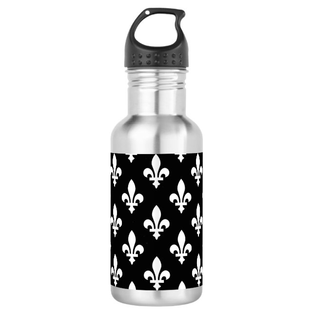 Garrafa Fleur de Lis Pattern, Royal French, branco a preto (Frente)