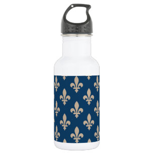 Garrafa Fleur de Lis Pattern, Royal French, Cream on Blue