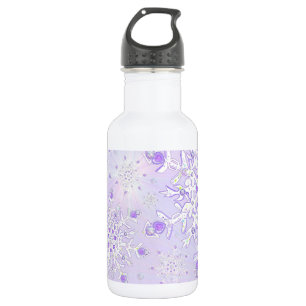 Garrafa floco de neve roxo leve e coração brilhando