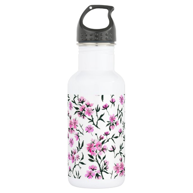 Garrafa Flor branco de cereja em branco (Frente)