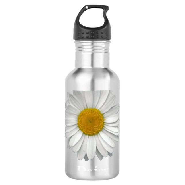 Garrafa Flor de Daisy Moderno e Simples com Nome (Frente)