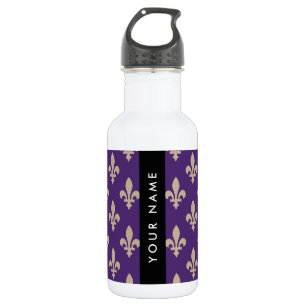 Garrafa Flor de Lis, Bege sobre Roxo, Real, Seu Nome