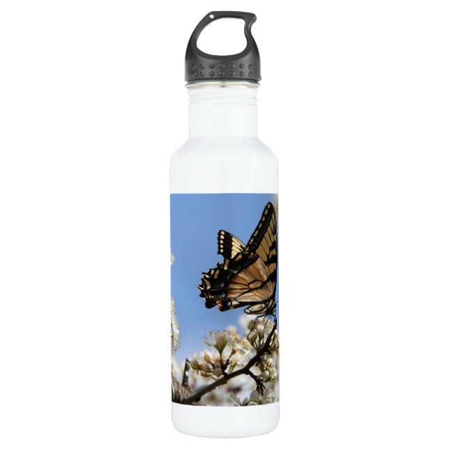 Garrafa Floral com borboleta, personalizado (Frente)