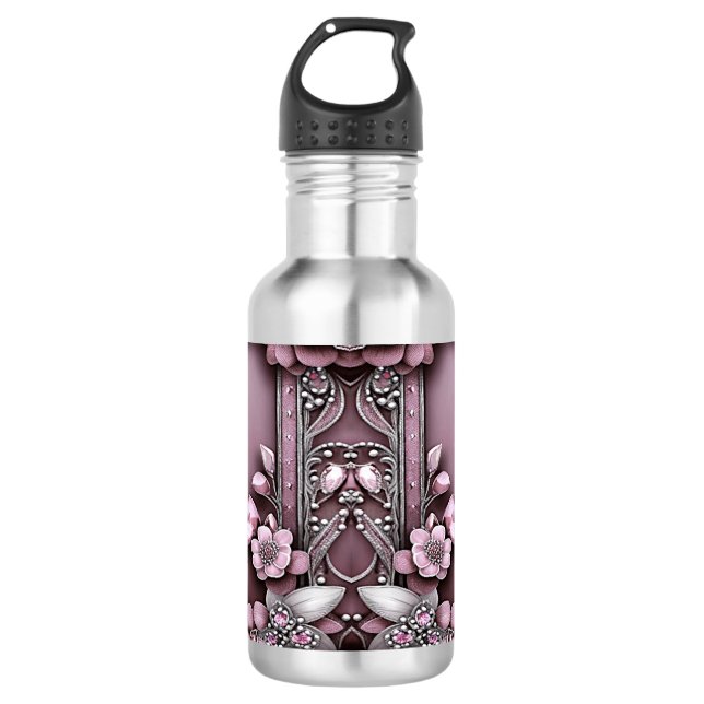 Garrafa Floral de Água Rosa (Frente)
