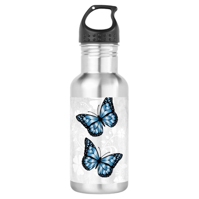 Garrafa Floral de Borboleta Azul Personalizado (Frente)