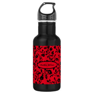 Garrafa Floral Gótica Preta com Nome