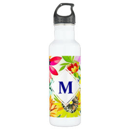 Garrafa Flores De Aquarelas Monograma