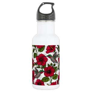 Garrafa Flores de hibisco e beija-flores