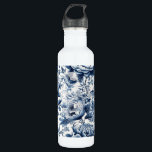 Garrafa Flores Florais de Chinoiserie Blue e White Peonies<br><div class="desc">Esta garrafa de água chique apresenta um elegante design de chinoiserie que vem à tona com intrincados florais de pénia azul e branca. Faz uma ideia de presente de excelente! Itens correspondentes disponíveis no repositório.</div>