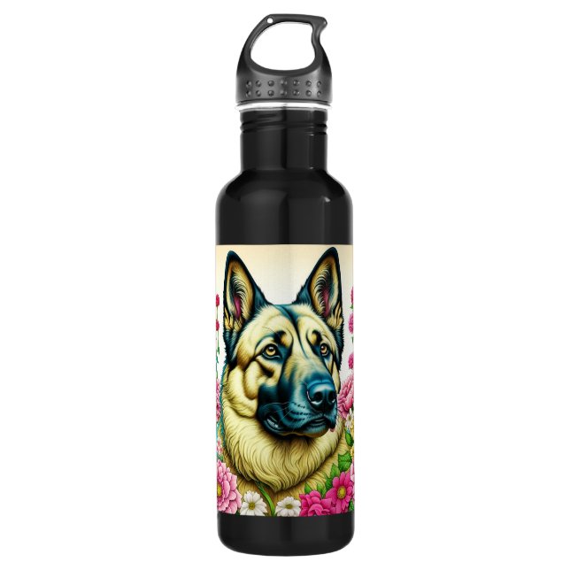 Garrafa Flores german shepherd e Whimsical (Frente)