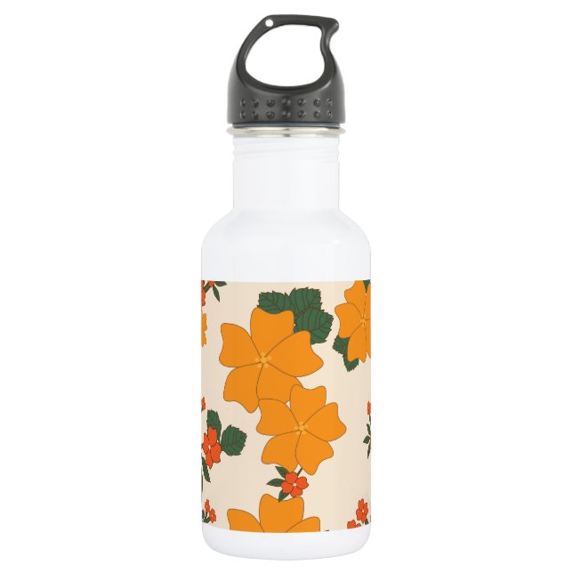Garrafa Flores Laranja, Padrão Floral, Padrão de Flores (Frente)