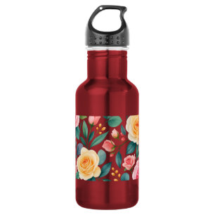 Garrafa Flores Pastel Design Floral Botânico Vintage Suave