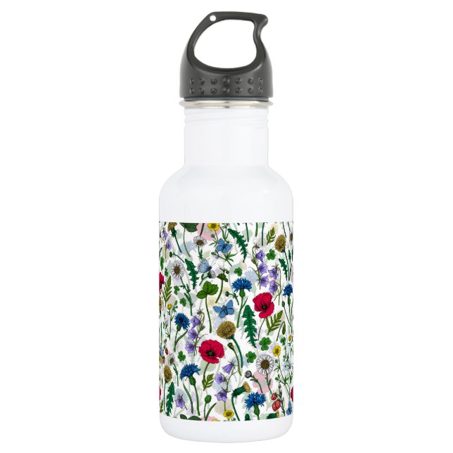 Garrafa Flores silvestres em branco (Frente)