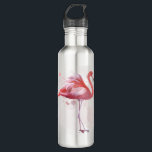 Garrafa Fluffy Flamingo<br><div class="desc">"Fluffy Flamingo" por Fab Funky.  Apresenta um flamingo solteiro no estilo de aquarela.</div>