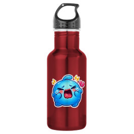 Garrafa Fofa Kawaii Triste Slime Azul Chorando com Coração