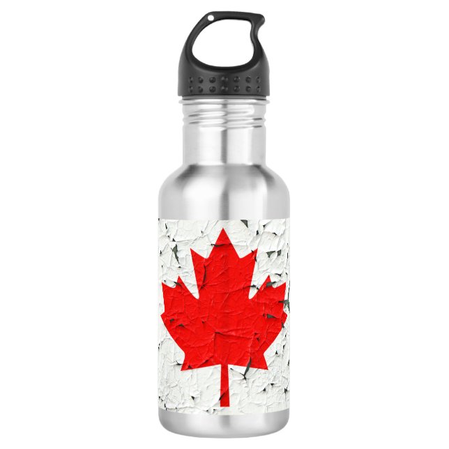 Garrafa Folha de Bordo Vermelha Canadense CANADÁ Impressão (Frente)