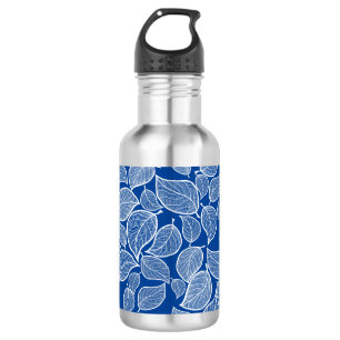 Garrafa Folhas brancas em azul