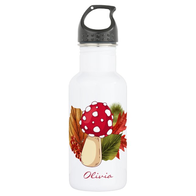 Garrafa Folhas de outono de Cogumelo Cento Personalizado (Frente)