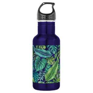 Garrafa Folhas Tropicais de Palma Verde e Teal Banana Mons