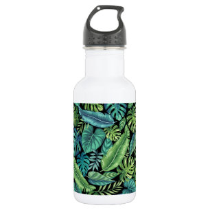 Garrafa Folhas Tropicais de Palma Verde e Teal Banana Mons