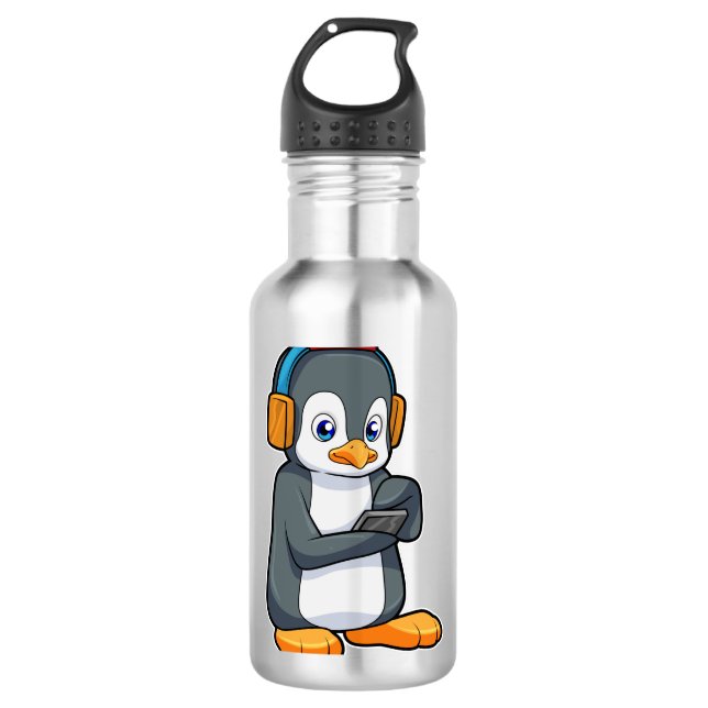 Garrafa Fone de ouvido para música pinguim (Frente)
