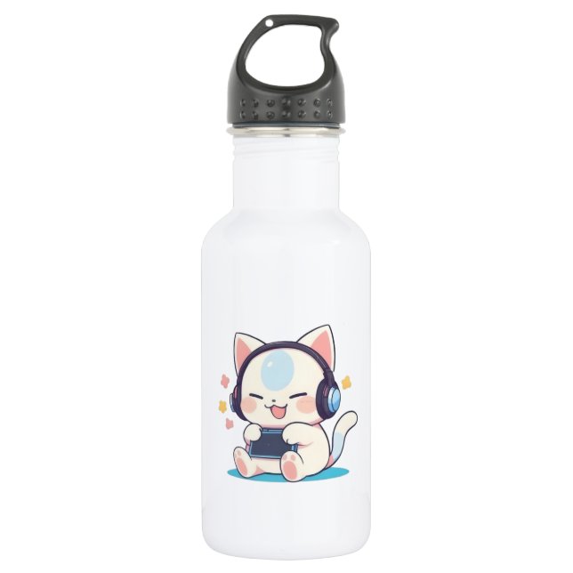 Garrafa Fones de Ouvido para Jogos de Gato Chibi Fofo Cons (Frente)