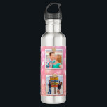 Garrafa Foto moderna do Coração 6, cor-de-rosa<br><div class="desc">Glitter Love Heart 6 Photo Modern Stainless Steel Water Bottles apresenta seis de suas fotos favoritas em um fundo de coração romântico cor-de-rosa com brilhos brilhantes cor-de-rosa. Presente perfeito para casais, mãe, esposa, namorada, melhores amigos para o aniversário, Natal, Dia de as mães, aniversário, Dia de os namorados e casamento....</div>