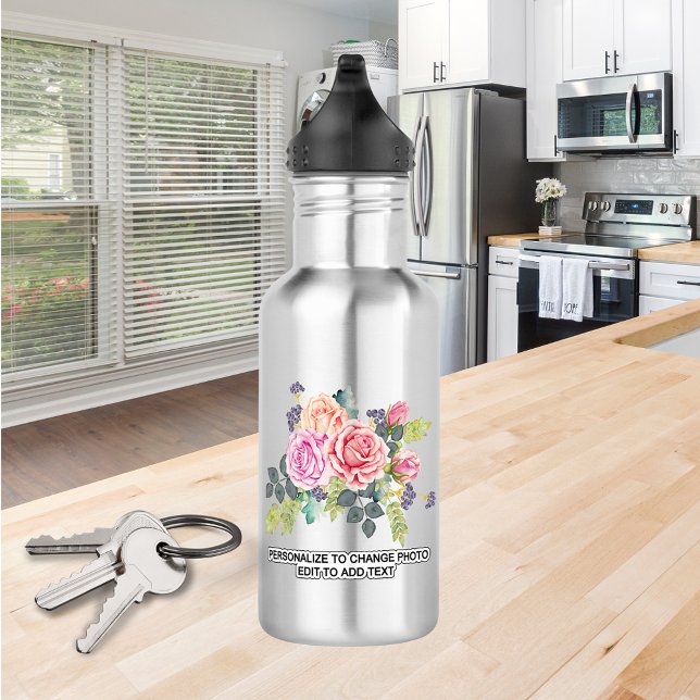 Garrafa Foto Personalizada (Dois Lados) Nome Do Slogan Do  (Custom Photo (Two Sides) Artwork Slogan Name 18oz Stainless Steel Water Bottle)