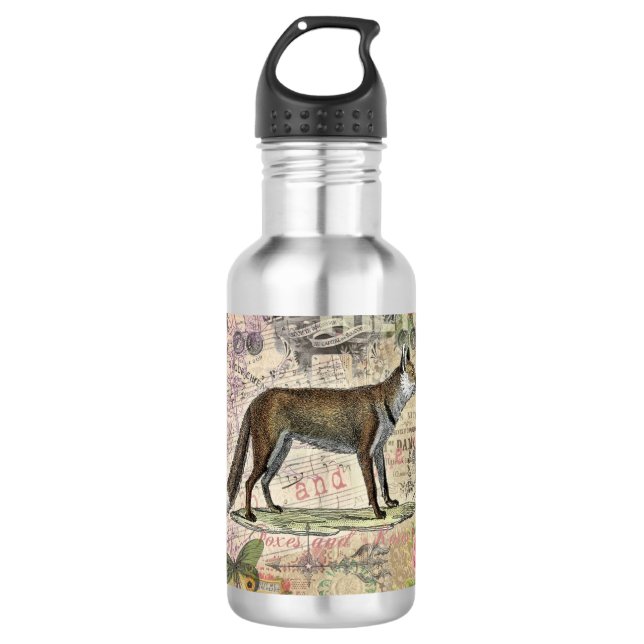 Garrafa Fox Wildlife Vintage Animal Illustration (Frente)