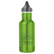 Frasco de água CMEC - 18 oz, verde com o logotipo 