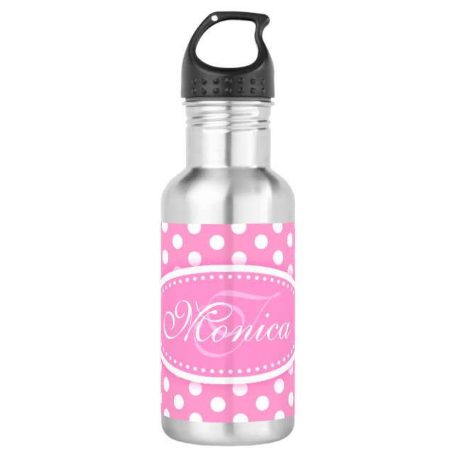 Garrafa Frasco de bolinhas rosa e branco (Frente)