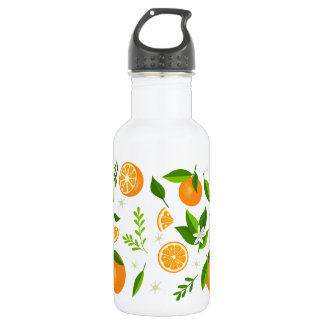 Garrafa Fresh oranges with flowers and leaves