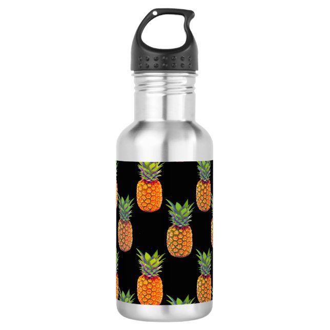 Garrafa Frutas de Abacaxi em Preto (Frente)