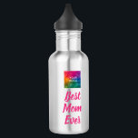 Garrafa Fuchsia Typografia Modelo Melhor Mãe<br><div class="desc">Personalizado Carregue Sua Imagem Imagem Fotográfica Texto Do Script Melhor Mãe Já Teve Uma Barraca Clássica De Água Clássica De Aço Isolado E Moderna E Elegante De Modelo Tendy Water Fuchsia Color Stainless Steel.</div>