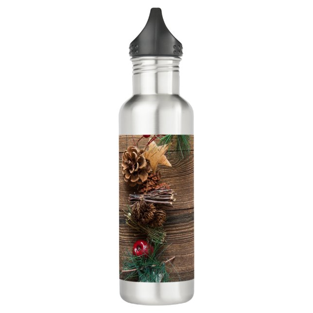 Garrafa fundo de madeira com pínus (Esquerda)