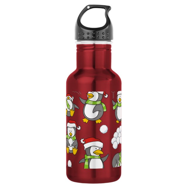 Garrafa fundo de pinguins de Natal (Frente)