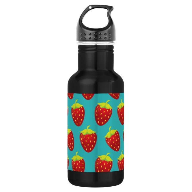 Garrafa Fundo Teórico de Padrão de Morango Vermelho (Frente)