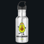 Garrafa Funny Avo Cardio<br><div class="desc">Engraçada garrafa de água esportiva com um fuzileiro de abacate giro, o trocadilho engraçado "AVO CARDIO" e nome personalizado. Esta engraçada garrafa d'água de aço inoxidável reutilizável é perfeita para caminhar, andar, ir ao ginásio ou usar no escritório.</div>