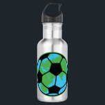 Garrafa Futebol mundial<br><div class="desc">A bola de futebol encheu-se de verde e azul de terra. Um legal presente de Natal para um jogador de futebol.</div>