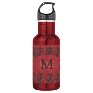 Garrafa Gaiolas de aves Vintage em Red Personalised