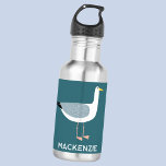 Garrafa Gaivota personalizada<br><div class="desc">Uma gaivota atada ao fundo do oceano verde. Perfeito para aqueles que amam tudo costeiro. Personalizar alterando o nome.</div>