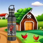 Garrafa galinha engraçada adora arte<br><div class="desc">galinha engraçada amante do Word art aço inoxidável garrafa d'água</div>