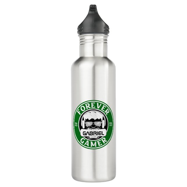 Garrafa Gamer para sempre, Impressão de nome personalizado (Direita)