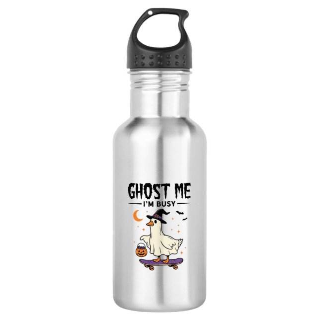 Garrafa Ganso De Halloween De Skate Me Fantasma Estou Ocup (Frente)