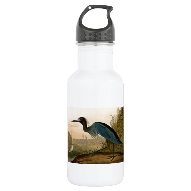 Garrafa Garça Azul Grou Impressão Audubon Arte Costeira (Frente)